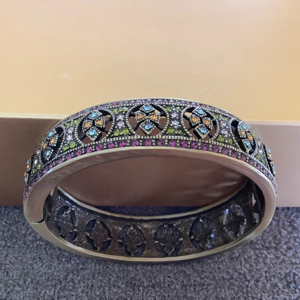 Heidi Daus Mosaic Masterpiece Crystal Bangle Bracelet SZ S/M